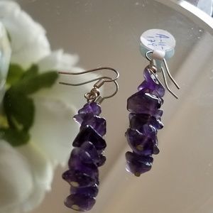 Genuine Amethyst Drop Earrings - Handmade NWT